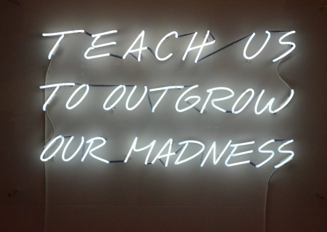 Alfredo Jaar, "Teach Us to Outgrw Our Madness", 1995, Neon (edition of 6), Galerie Lelong