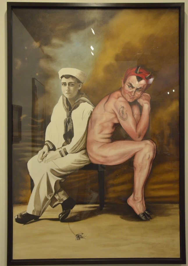 Marianna Gartner, "Seated sailor and Devil", 2008, Oil on Canvas, Gallery: Galerie Michael Haas