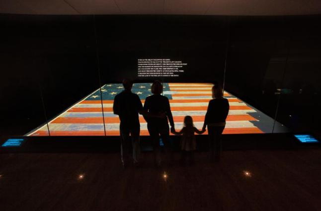 The Star Spangled Banner, the flag that inspired the national anthem, on display at the Smithsonian's National Museum of American History.  (PRNewsFoto/Smithsonian's National Museum of American History)